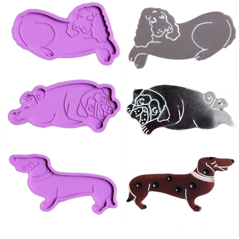 Khuôn Làm Kẹp Tóc Bằng Đá Mã Não Hình Chú Chó Dễ Thương DIY