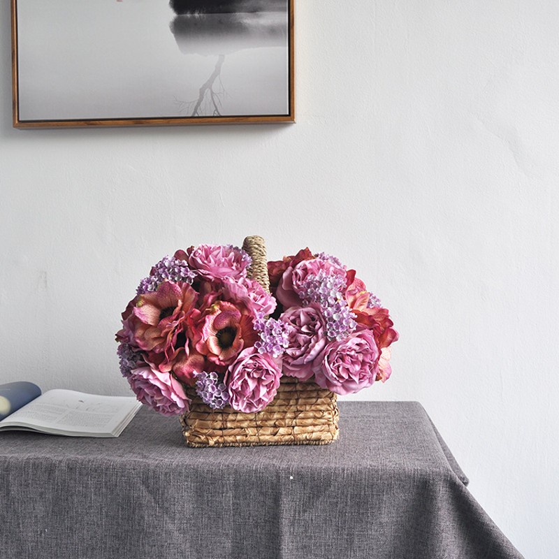 Bó Hoa Mẫu Đơn Giả Bằng Lụa Chất Lượng Cao Dùng Trang Trí Nhà Cửa