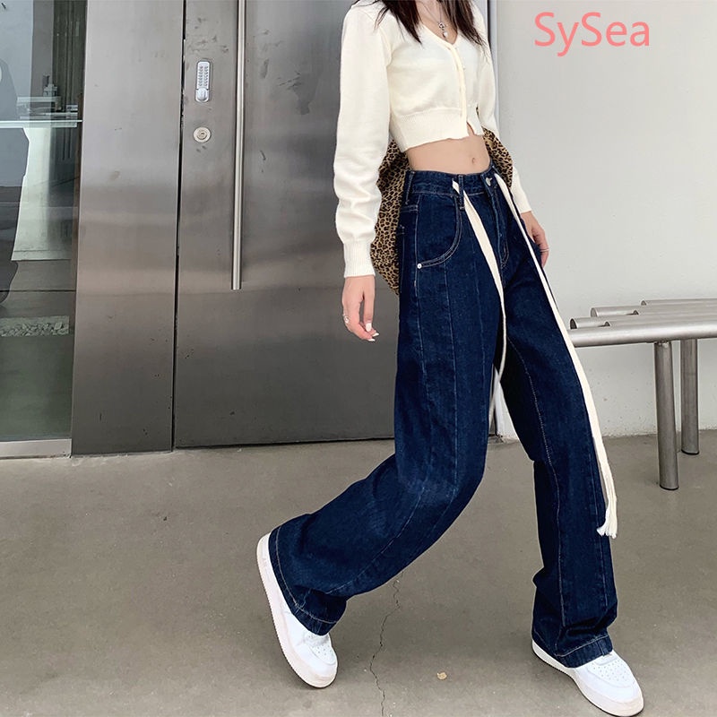 Quần Jeans Màu Sắc Đơn Giản Phong Cách Retro Cho Nữ