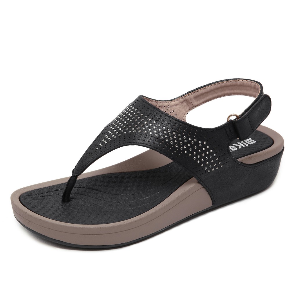 [Siêu êm chân] Sandal đế xuồng đế thấp 4cm dép xỏ ngón sang đẹp cho mẹ lớn tuổi trung niên SD024