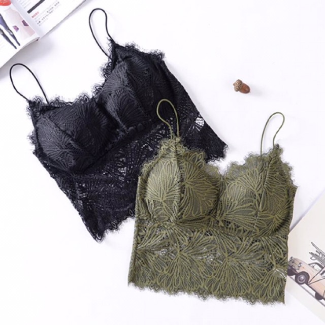 Áo Bra Ren Lá Dáng Lửng