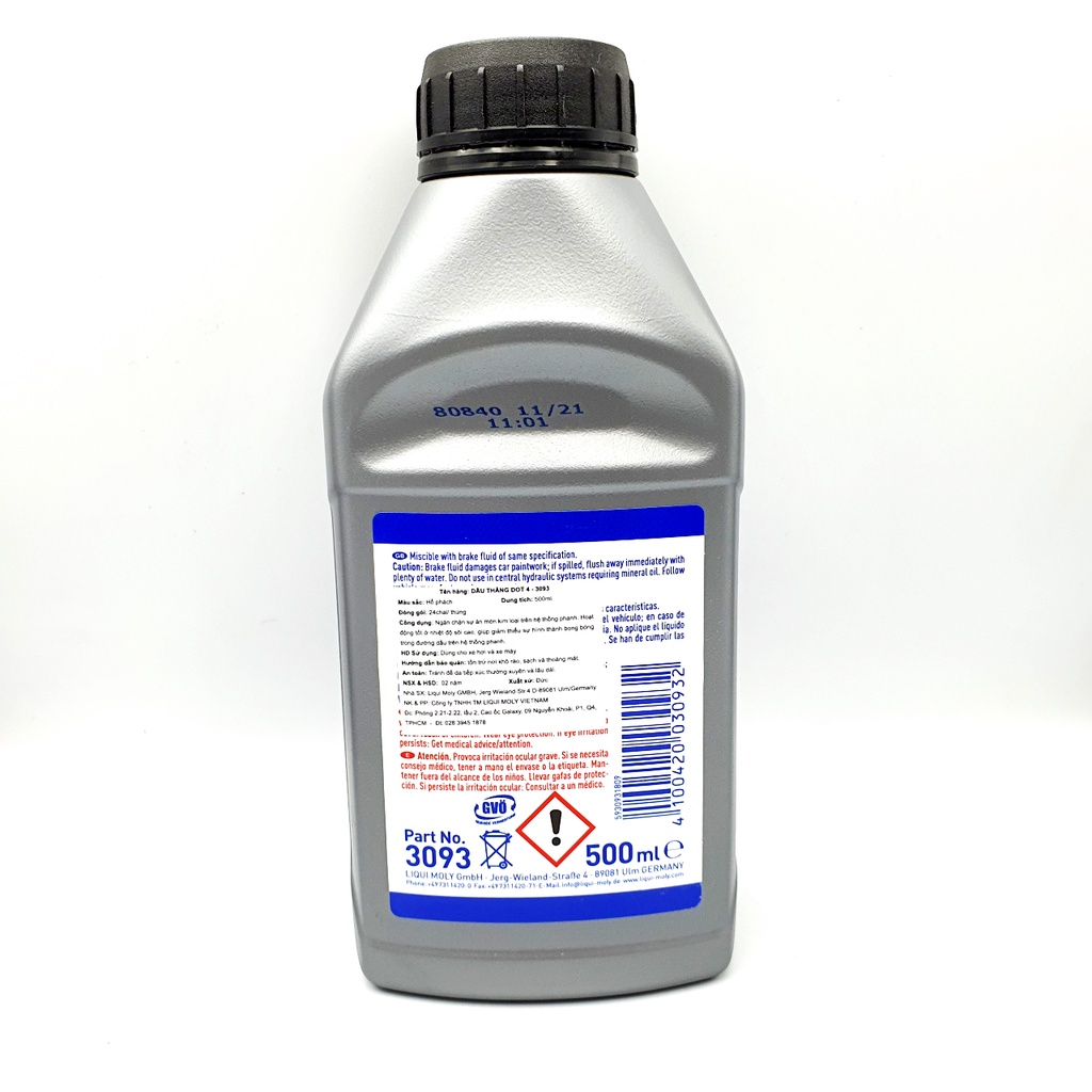 Dầu thắng đĩa Liqui Moly dot4 500ML- Sản xuất tại Đức