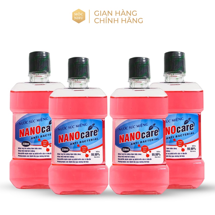 Bộ 4 Chai Thảo Dược Nước Súc Miệng Nano Care Tinh Chất Mật Cau 250ml