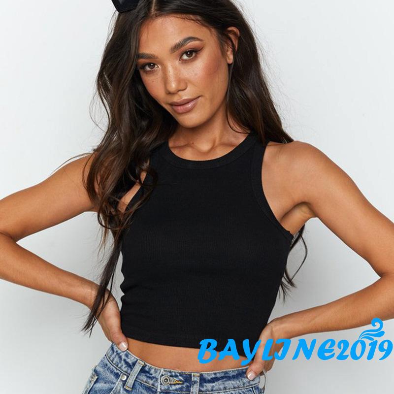 Áo Không Tay Cổ Tròn Trơn Màu Trẻ Trung Dành Cho Nữ