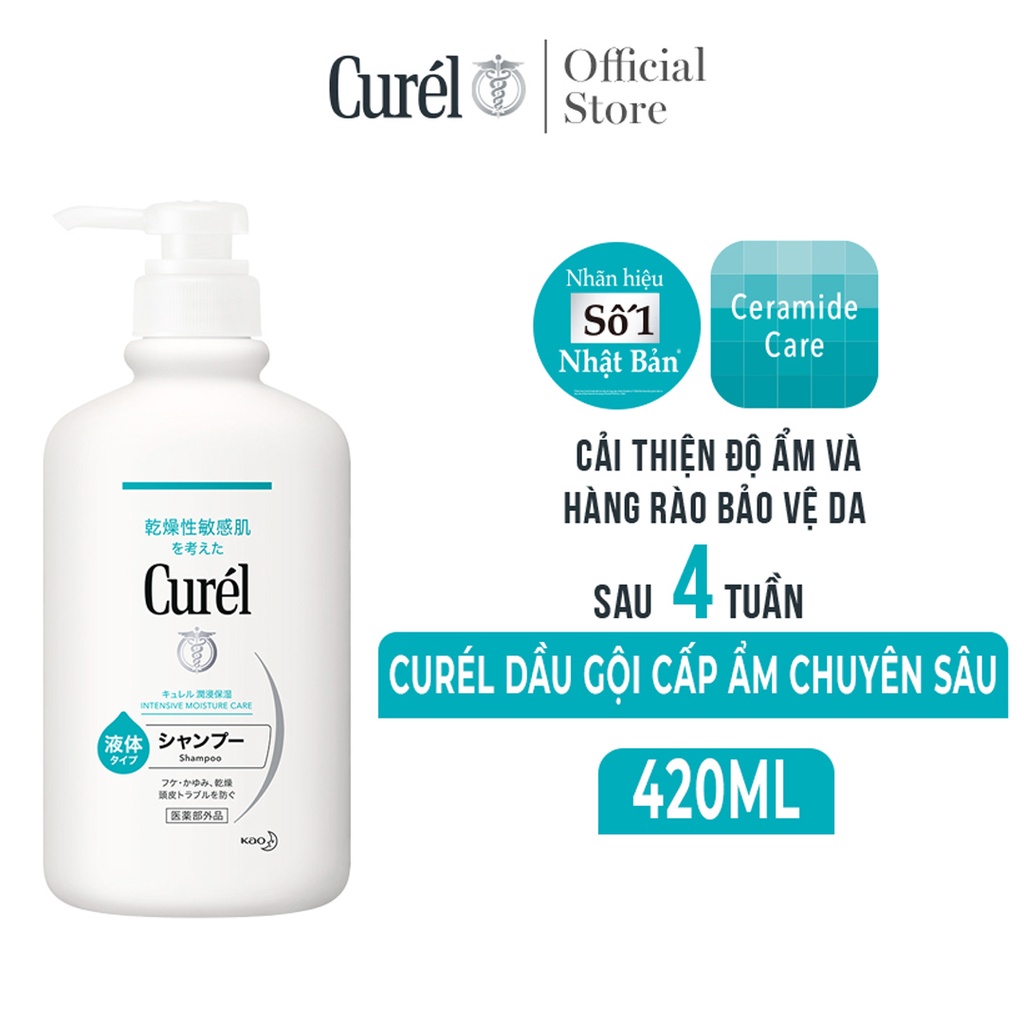 Dầu Gội, Xả Curel Cấp Ẩm Chuyên Sâu 420ml