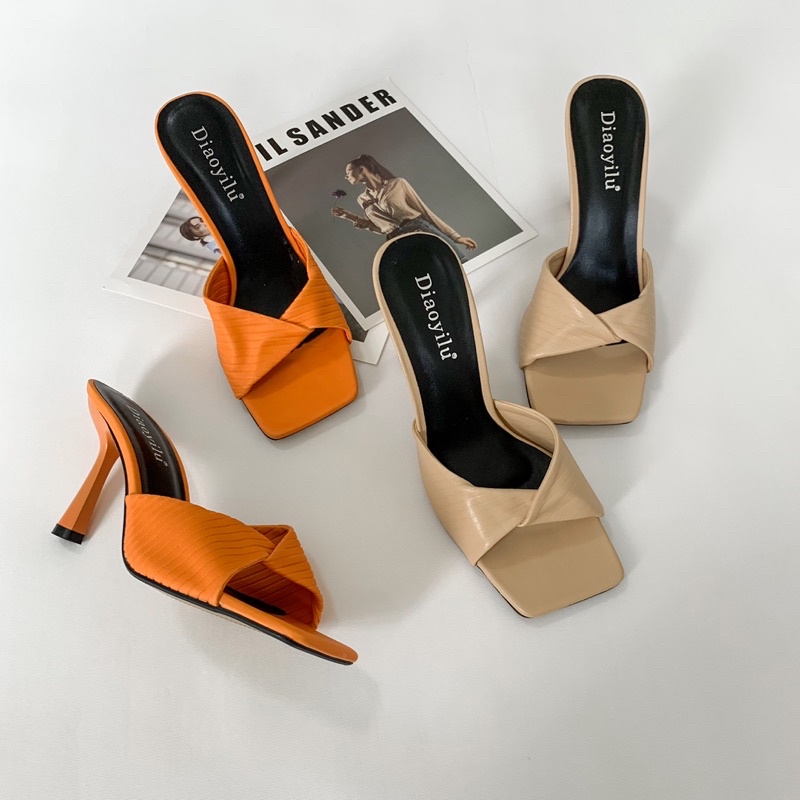 SORAMI.SHOES-Guốc quai kếp gót nhọn 7p siêu lạ mắt