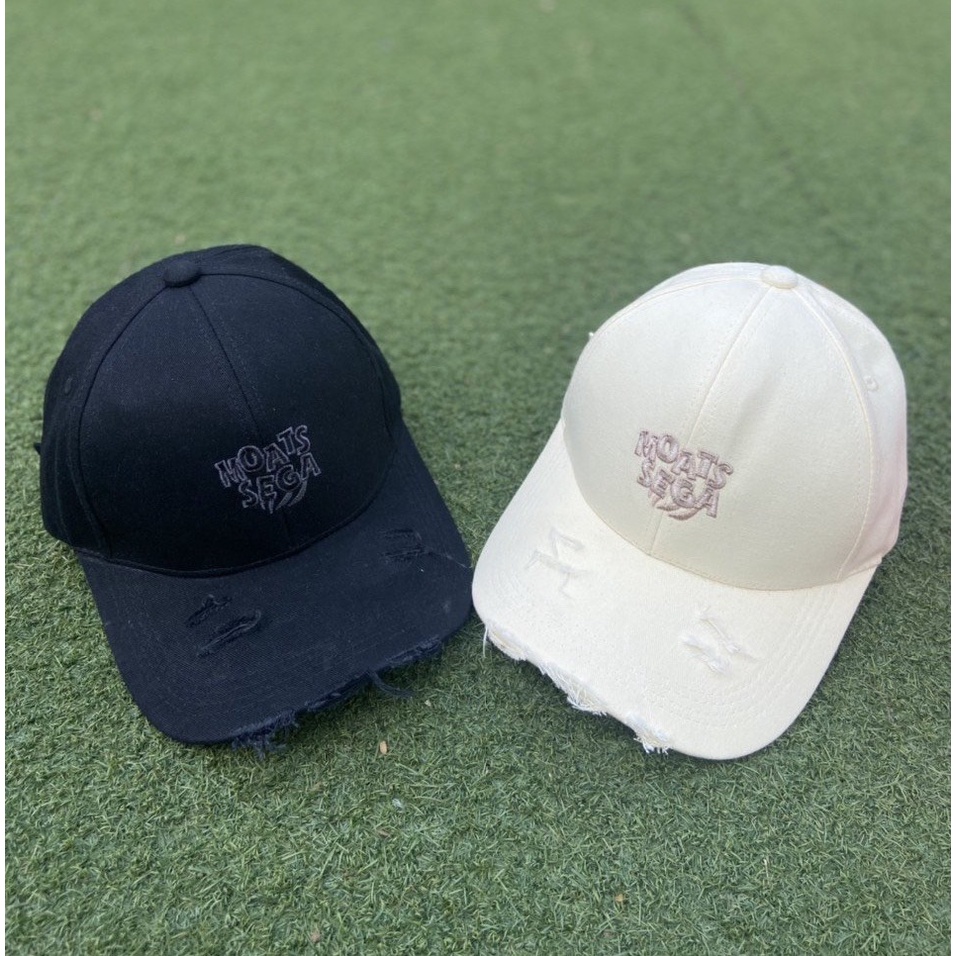 Mũ lưỡi trai Nón kết thêu chữ MOATS SEGA kiểu rách tua rua chất kaki form unisex nam nữ