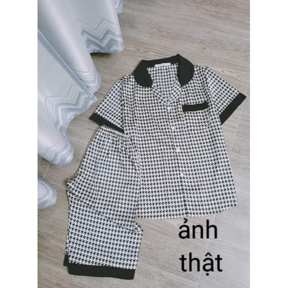 bộ mặc nhà quần lỡ vải lụa latin siêu mềm mịn bao mát nha cổ ,tay áo ,gấu quần có phối màu