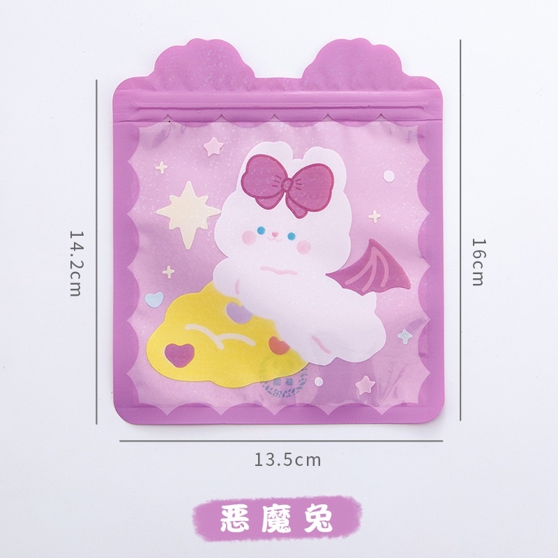 Túi zip hoạt hình decor bàn học, đựng scunchies, đựng kẹp tóc, đựng sticker, đựng bánh kẹo