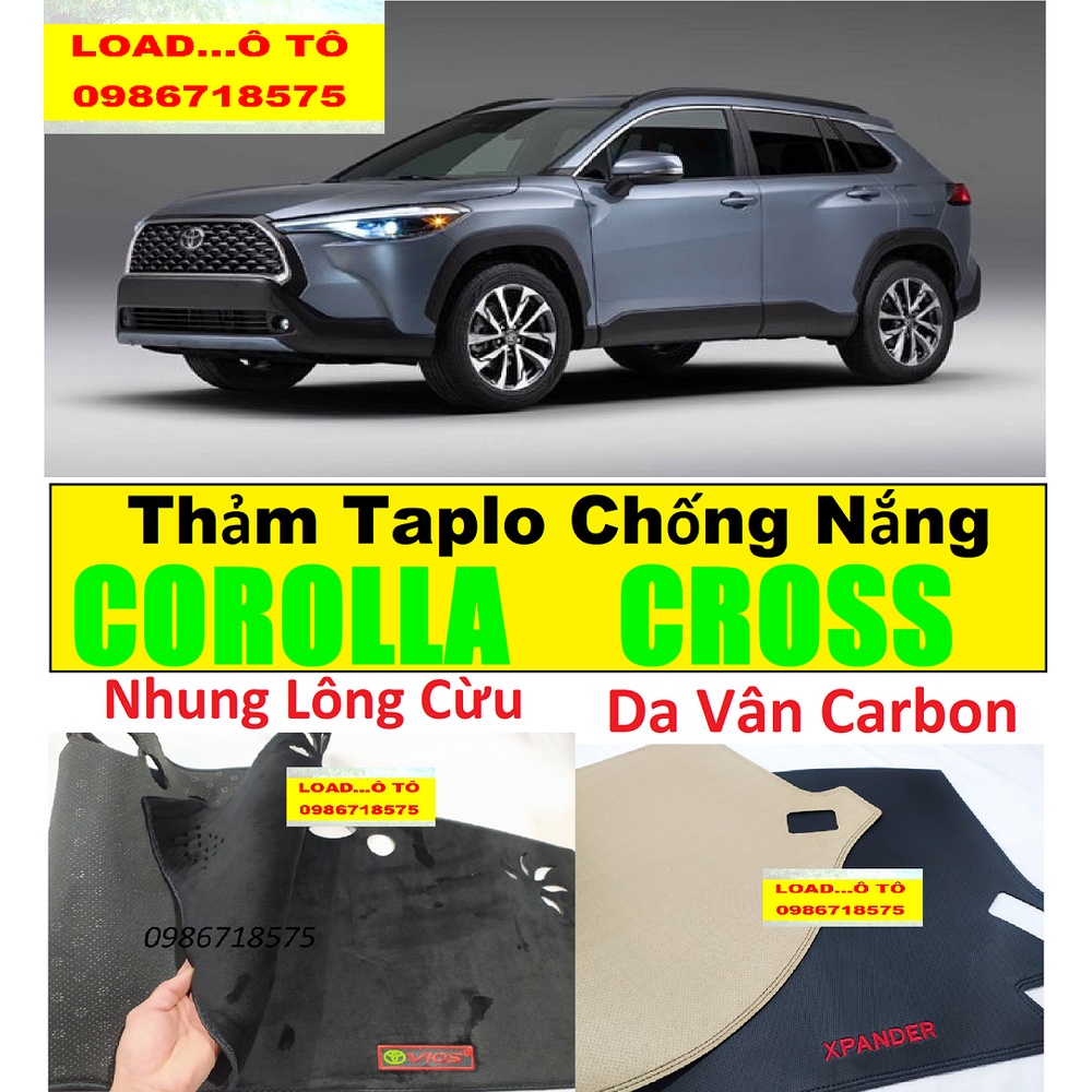 Thảm Chống Nắng Taplo Xe Toyota Cross 2022-2020 Mẫu Nhung Lông Cừu, Da Carbon Cao Cấp Nhất thị Trường