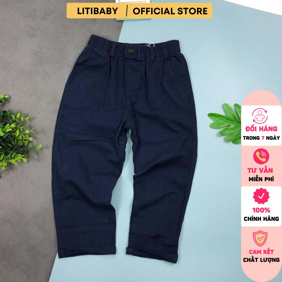 Quần LITIBABY kaki đũi bé trai lật gấu cúc size 10/14