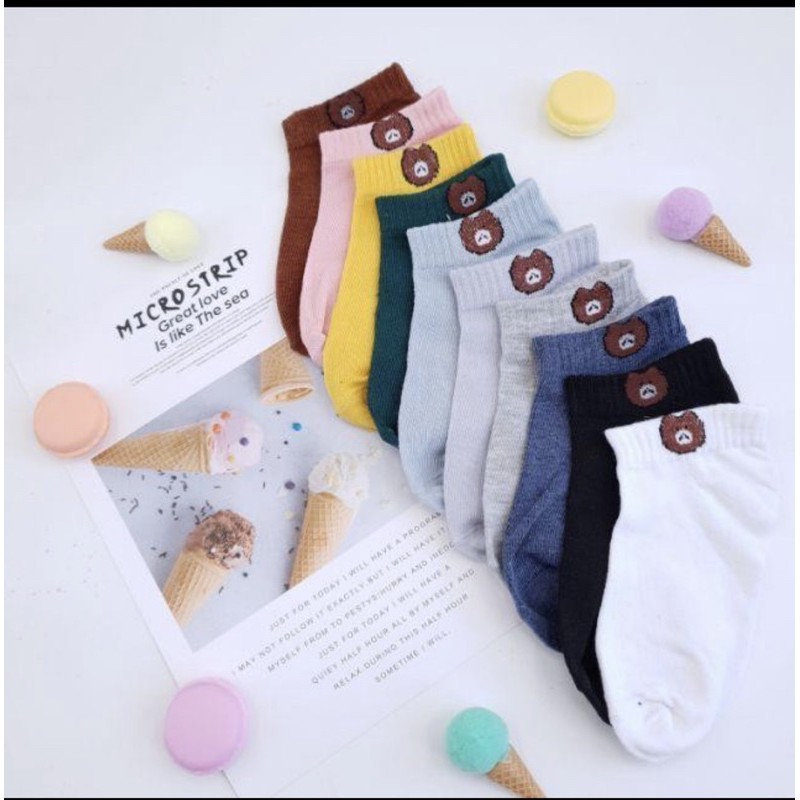 ♥️ Shop Uy Tín ♥️Tất Chân Vớ Chân Nữ Cotton In Hình Gấu Kute