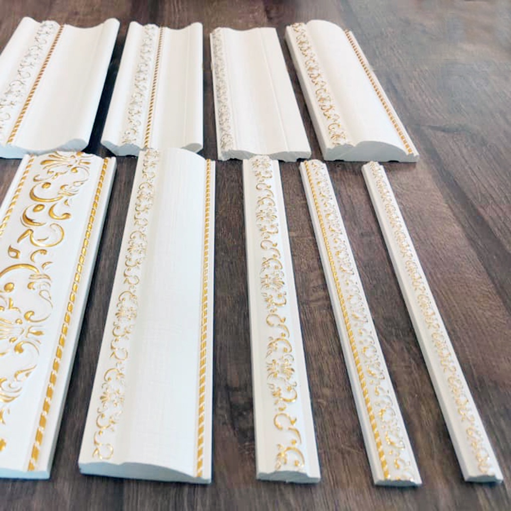 Phào chỉ tường, nẹp chỉ nhựa ps 2cm hoa văn vàng