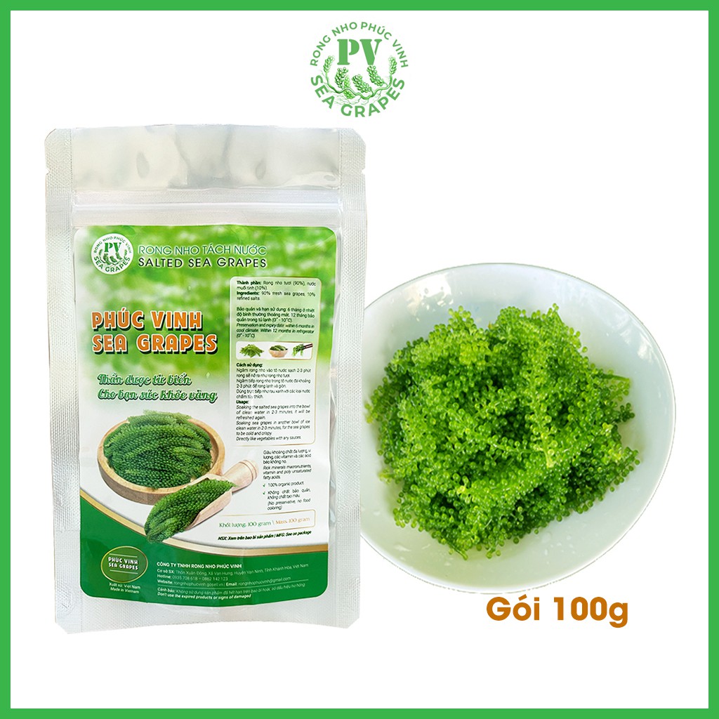 Rong Nho Tách Nước Phúc Vinh Gói 100gr Ăn Liền Thơm Ngon Giòn Giòn - Hàng Loại 1