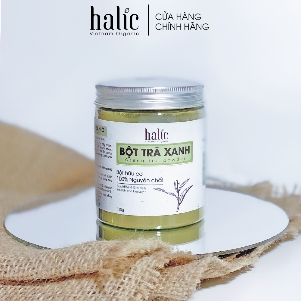 Bột Trà Xanh đắp mặt nạ nguyên chất Halic Organic 125G dưỡng trắng da, ngăn ngừa mụn trứng cá, chống lão hóa da hiệu quả