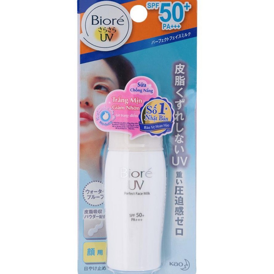 Sữa chống nắng Biore Perfect Face Milk trắng 50 PA++++ 30ml