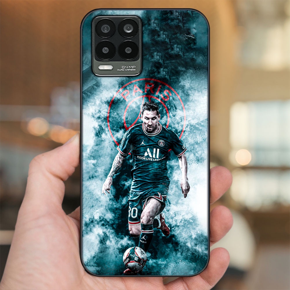 Ốp lưng Realme 8, 8 Pro viền đen in hình Lionel Messi Barcelona PSG