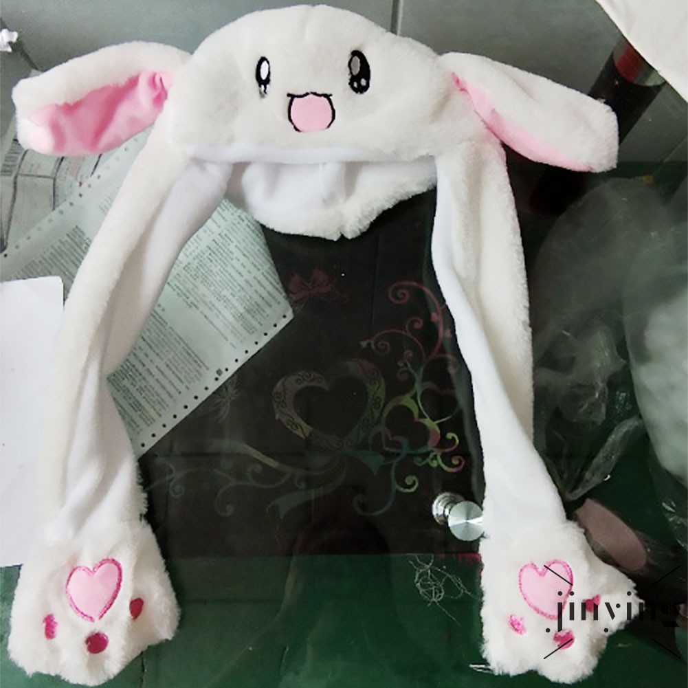 ❤S Wind Plush Moving Ear Rabbit Hat Funny Hand Pinching Airbag Magnet Ear To Mov
