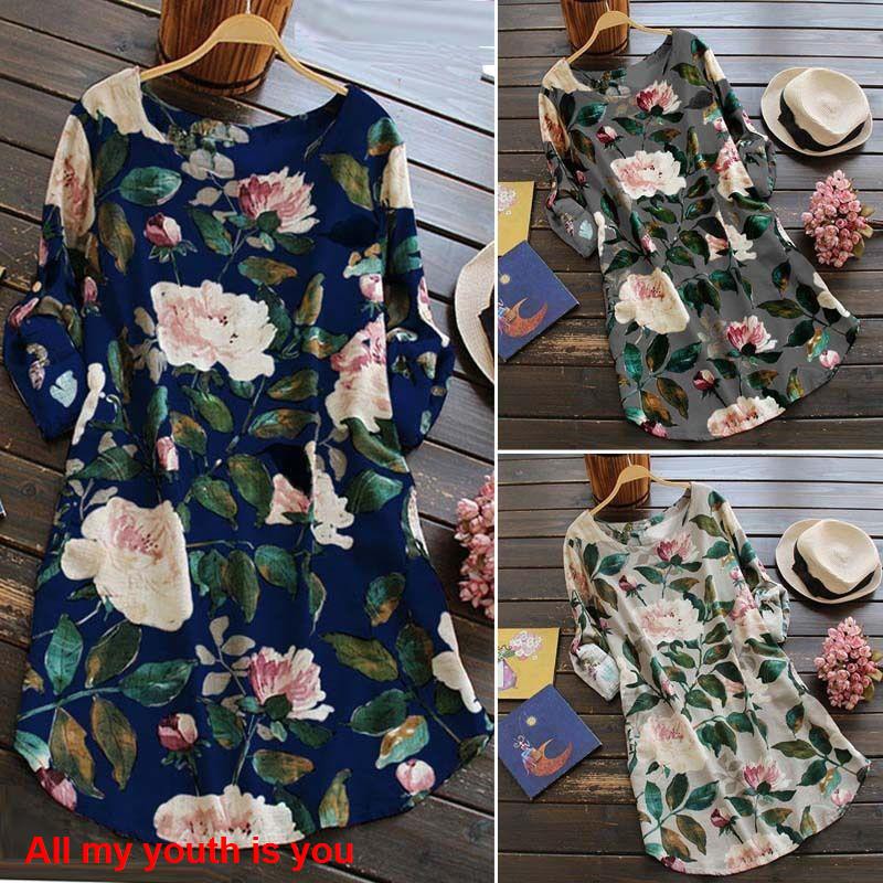 [Chụp ảnh thật 💕]Chân váy     Summer fashion new AliExpress Amazon European and American fan round neck print dress female trend