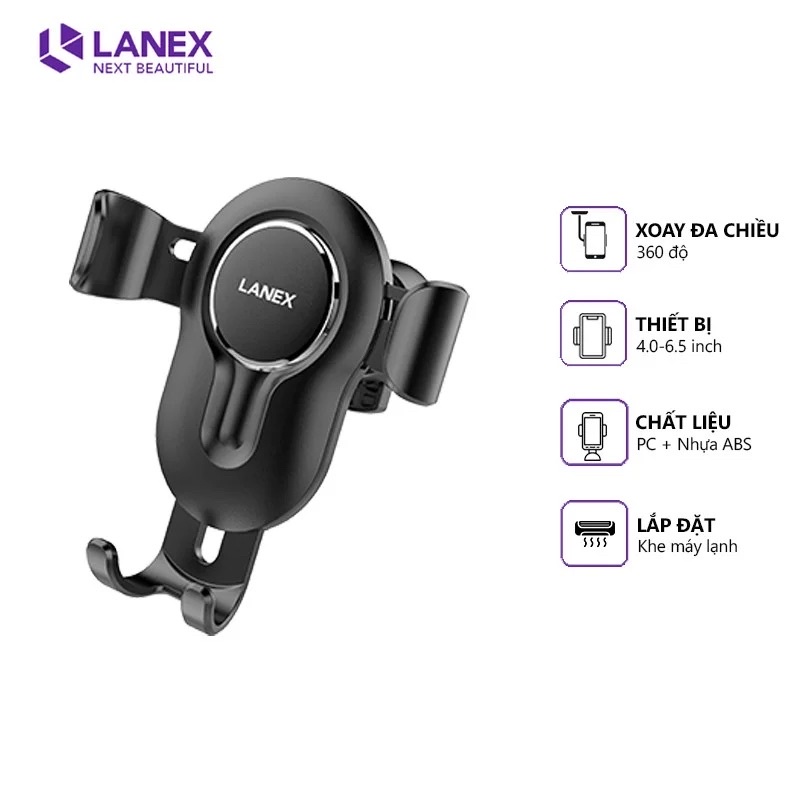Giá đỡ điện thoại Lanex LHO-C04 trên xe hơi, sử dụng đa năng tiện dụng