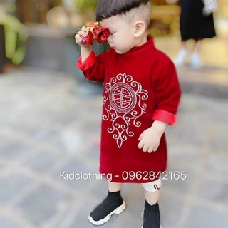 Áo Dài Nhung Thêu cao cấp cho bé trai 9-18kg