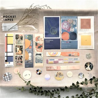 Set 40 sticker art Pocket tapes retro, màu sắc và sunshine cổ điển