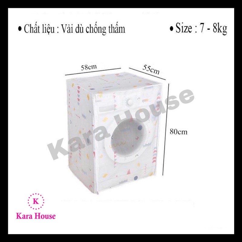 Áo trùm máy giặt vải dù cửa trước Kara House 7-8kg