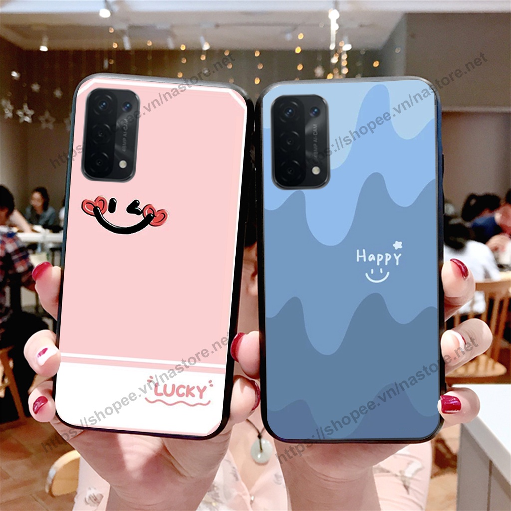 Ốp lưng Oppo A54 / A55 4G / A55 5G mặt cười, họa tiết caro đơn giản đẹp cute