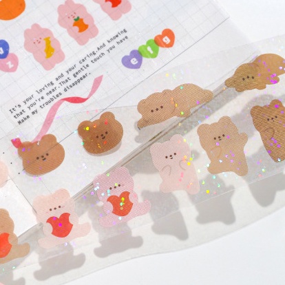 Washi tape trong suốt lấp lánh in hình dễ thương bản to 5cm - băng dính/ băng keo trang trí sổ tay, planner