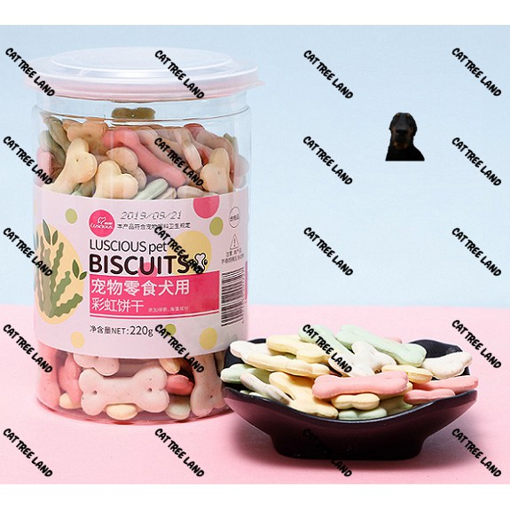 BÁNH QUY LUSCIOUS (LUSCIUS) GIÀU ĐẠM BỔ SUNG CANXI CHO CHÓ MÈO 220G - SNACK THƯỞNG ĂN VẶT CHÓ MÈO, THỨC ĂN CHÓ