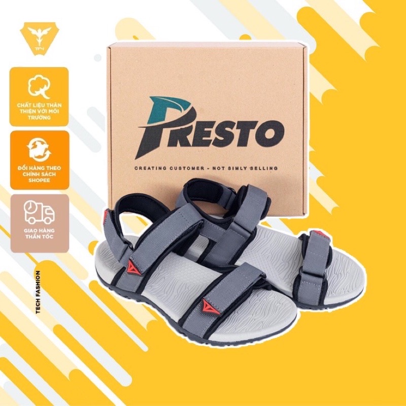 [Có bảo hành] Giày Sandal Nam Nữ PRESTO Quai Ngang Hàng VNXK ( ĐEN )- VL04