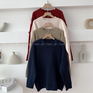 Áo len thừng trơn cổ tròn
