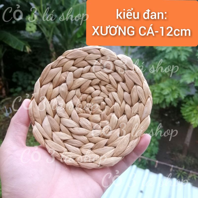 Thảm cói lục bình size nhỏ 12cm Đạo cụ chụp ảnh, lót ly chén dĩa trang trí