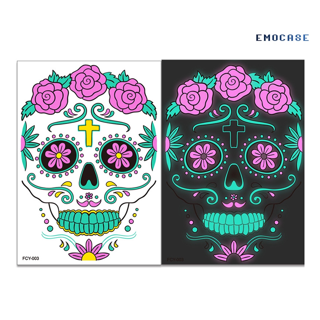 Hình Xăm Dán Mặt Và Cơ Thể Dạ Quang Hai Màu Lâu Trôi Không Gây Kích Ứng Cho Người Lớn Dịp Halloween