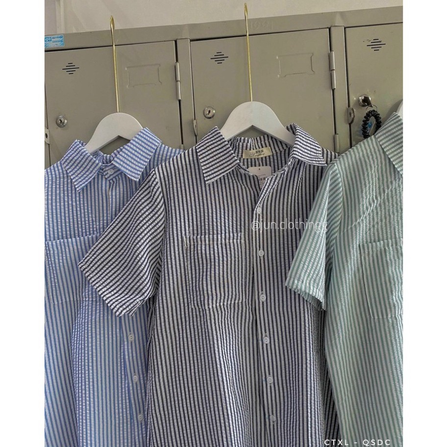 [vintage.design] áo sơ mi sọc kẻ xẻ sau, áo babydoll sọc kẻ xẻ sau có [video+ ảnh thật] A360 | BigBuy360 - bigbuy360.vn