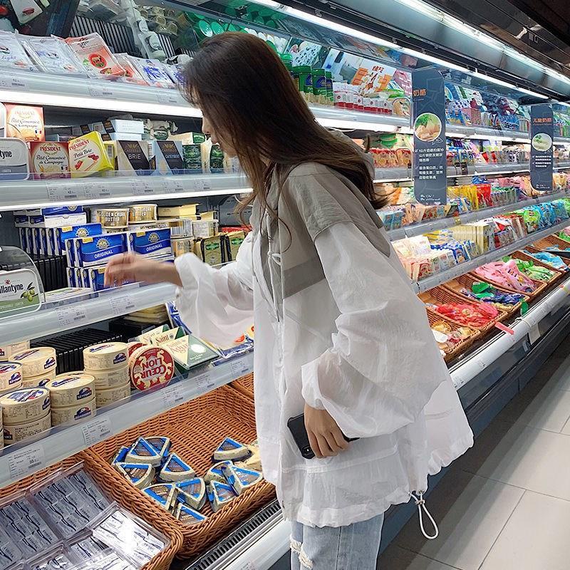 Áo Khoác Chống Nắng Mỏng Dáng Rộng Có Mũ Trùm Phong Cách Harajuku Hàn Quốc Thời Trang Mùa Hè Mới Cho Nữ