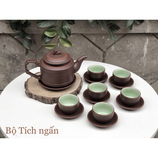 Bộ ấm chén tử sa, bộ ấm trà gốm sứ Bát Tràng bộ Tích ngấn