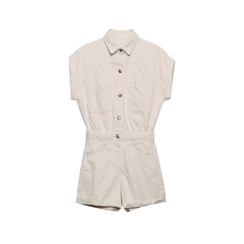 Jum áo liền quần denim Zara xuất có túi hàng chuẩn