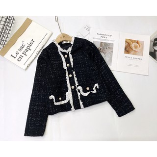 Áo dạ tweed tone ĐEN