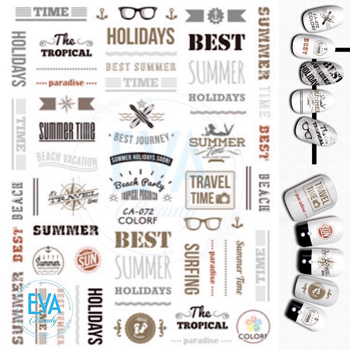 Decal Dán Móng Tay 3D Nail Sticker Tráng Trí Hoa Văn Hoạ Tiết Chữ Viết Alphabet CA072