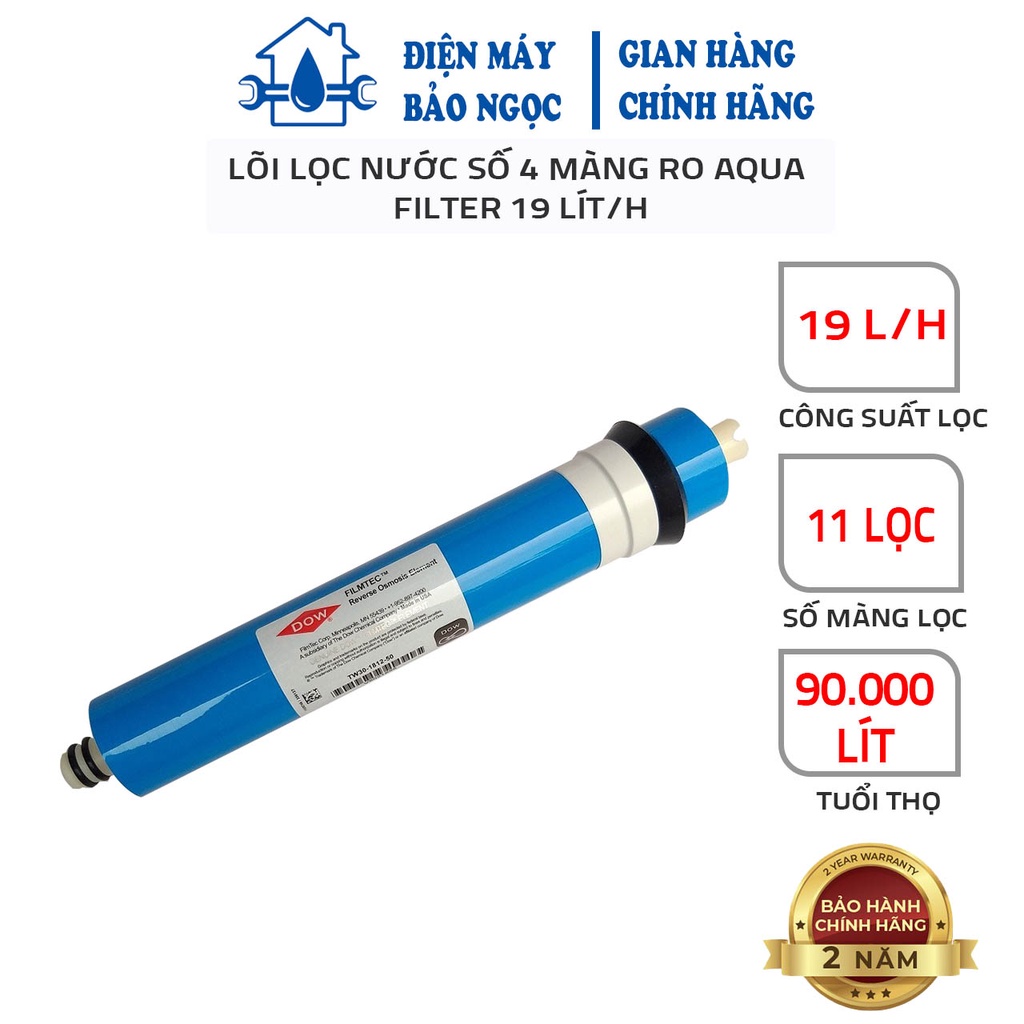 Lõi Lọc Nước Số 4 Màng RO DOW FILMTEC 10 Lít/H (Xanh) -150, Hàng Chất Lượng Cao