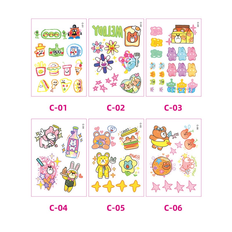 Miếng Dán Hình Xăm Hoạt Hình Dùng Một Lần