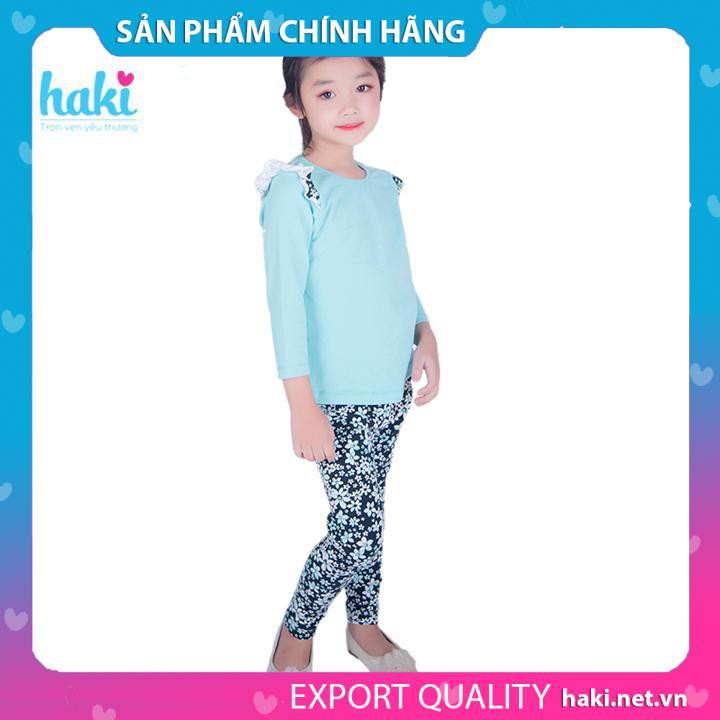 Bộ quần áo thu đông bé gái TH131 (họa tiết Xanh-hoa) - HAKI