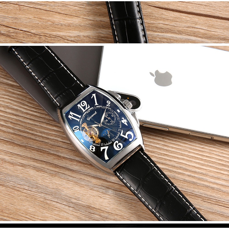 Đồng hồ nam cơ khi tự động Tourbillon gucamle-Đồng Hồ nam Mặt Chữ Nhật Chống Xước Chống Nước TUYỆT ĐỐI