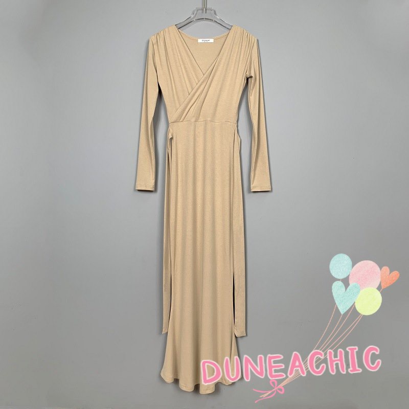 Đầm DUNEA tay dài cổ chữ V khoét sâu quyến rũ thời trang cho nữ