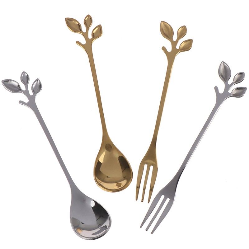 Muỗng Cà Phê Hình Chiếc Lá Bằng Thép Không Gỉ