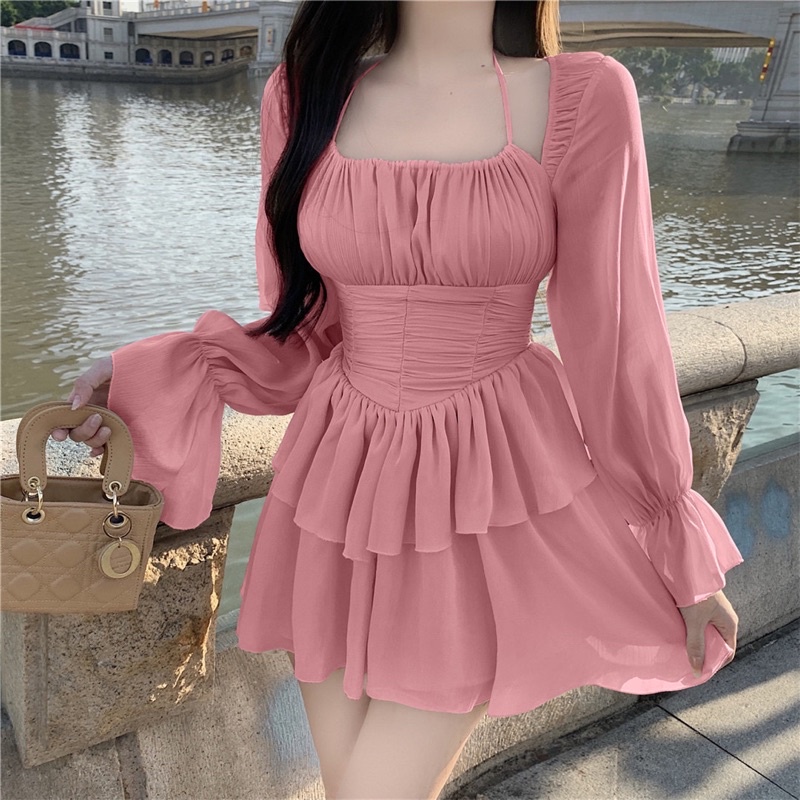 VÁY XOÈ HỞ LƯNG SẴN ĐEN