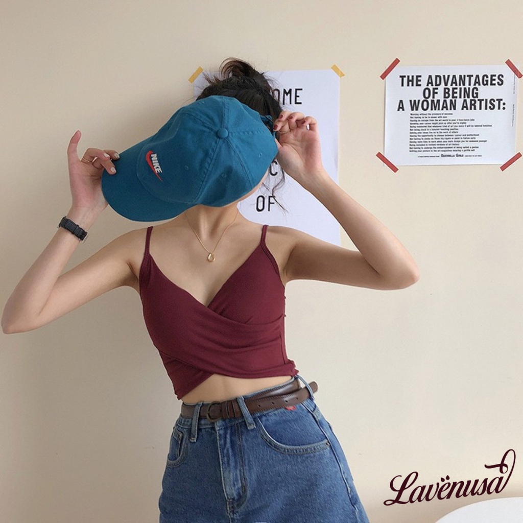 Áo 2 dây cotton vạt chéo tôn dáng cực xinh sành điệu thời trang LAVENUSA AL80