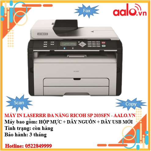 MÁY IN LASERRR ĐA NĂNG RICOH SP 203SFN ĐÃ QUA SỬ DỤNG - AALO.VN