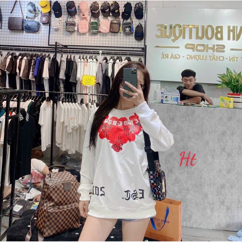 Áo Thun Nam Nữ - Áo Nỉ Hoa Hồng Đỏ Chất Nỉ Cotton Da Cá Unisex Phong Cách Hàn Quốc - DH1147 | BigBuy360 - bigbuy360.vn